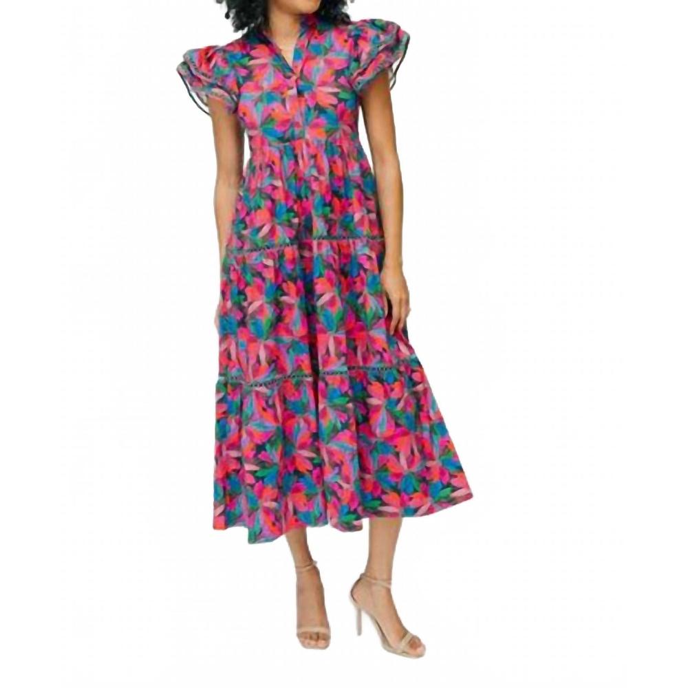 NEW MARIE BY VICTORIA DUNN desiree poinsettia maxi dress in multi